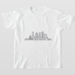Minimalist Boston City Skyline Illustration T-Shirt