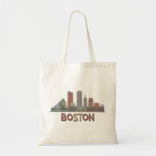 Minimalist Boston Skyline Retro Line Art Gift Tote Bag