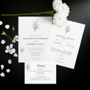 Minimalist Botanic Floral Flower Chic Wedding Invitation