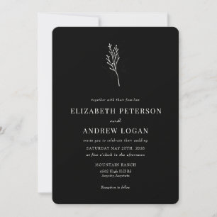 Minimalist Botanic Floral   Flower Chic Wedding Invitation