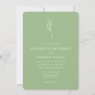 Minimalist Botanic Floral   Flower Chic Wedding Invitation