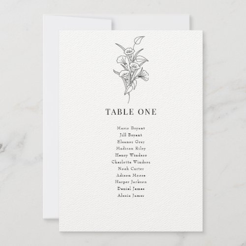 Minimalist Botanic Floral  Seating Chart Cards