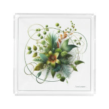 Minimalist Botanical Acrylic Vanity Tray – Elegant