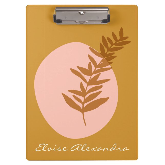Minimalist Botanical Art in Yellow Personalized Clipboard (Front)