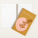 Minimalist Botanical Art in Yellow Personalized Planner<br><div class="desc">This stylish planner features a minimalist botanical illustration in a beautiful autumn shade of mustard yellow on an abstract shapes background in blush pink. Personalize it with your name. Great gift idea!</div>