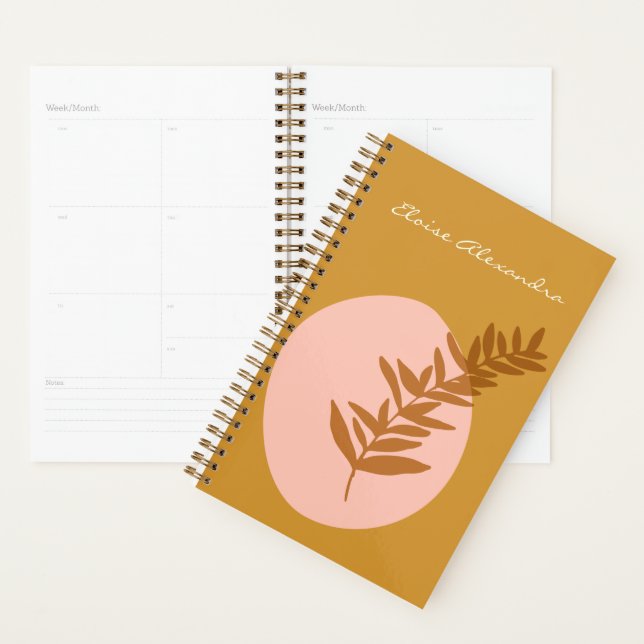 Minimalist Botanical Art in Yellow Personalized Planner (Display)