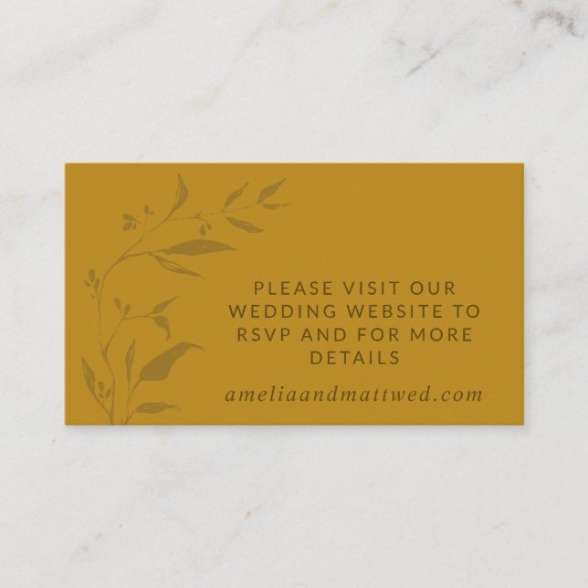 Minimalist Botanical Artwork Yellow Boho Wedding  Enclosure Card (Front)