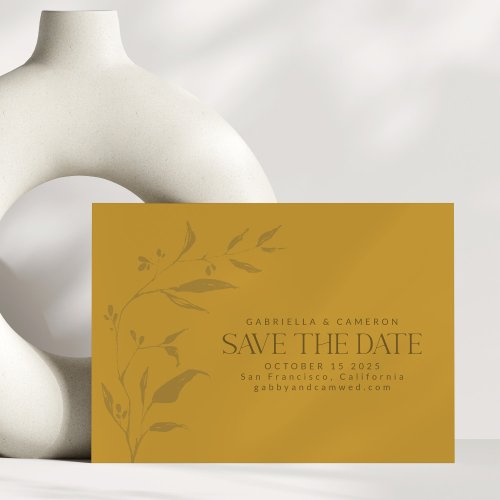 Minimalist Botanical Artwork Yellow Boho Wedding Save The Date