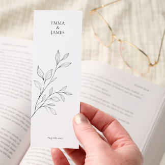 Minimalist Botanical Black Line Art Bookmarks