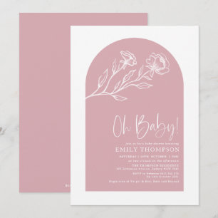 Minimalist Botanical Boho Arch Girl Baby Shower Invitation