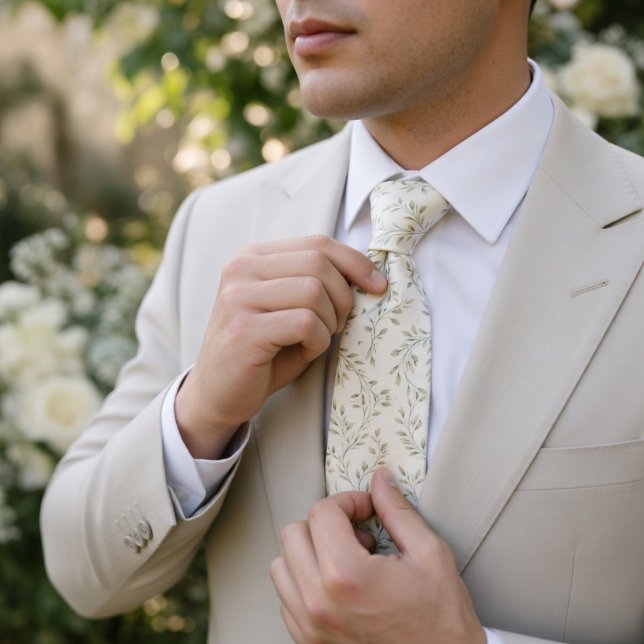 Minimalist Botanical Branches Neck Tie (Creator Uploaded)