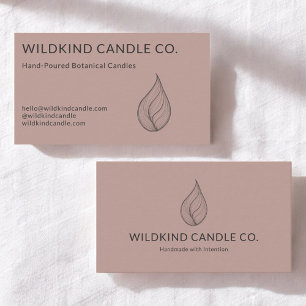 Minimalist Botanical Candle Hand Drawn Flame Business Card