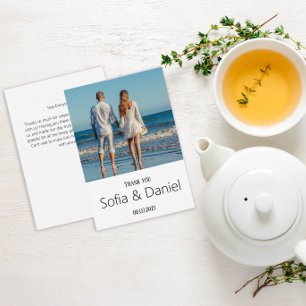 Minimalist Botanical  Daisy Line Art wedding photo Thank You Card