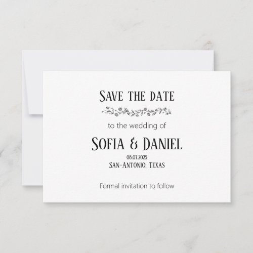 Minimalist Botanical Daisy Line Save The Date Card