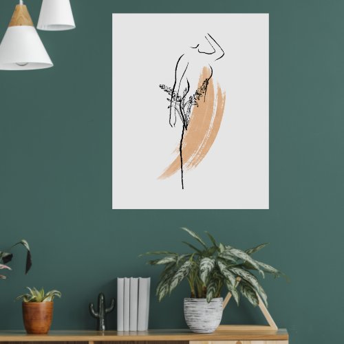 Minimalist Botanical Figure Line Art Modern Wall P Poster