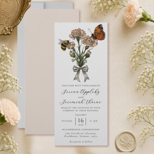 Minimalist Botanical Floral Bow Wedding Invitation (Creator Uploaded)