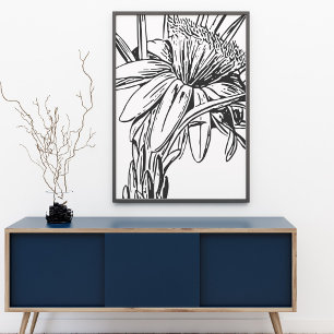 Minimalist Botanical Floral Line Drawing Artwork Poster