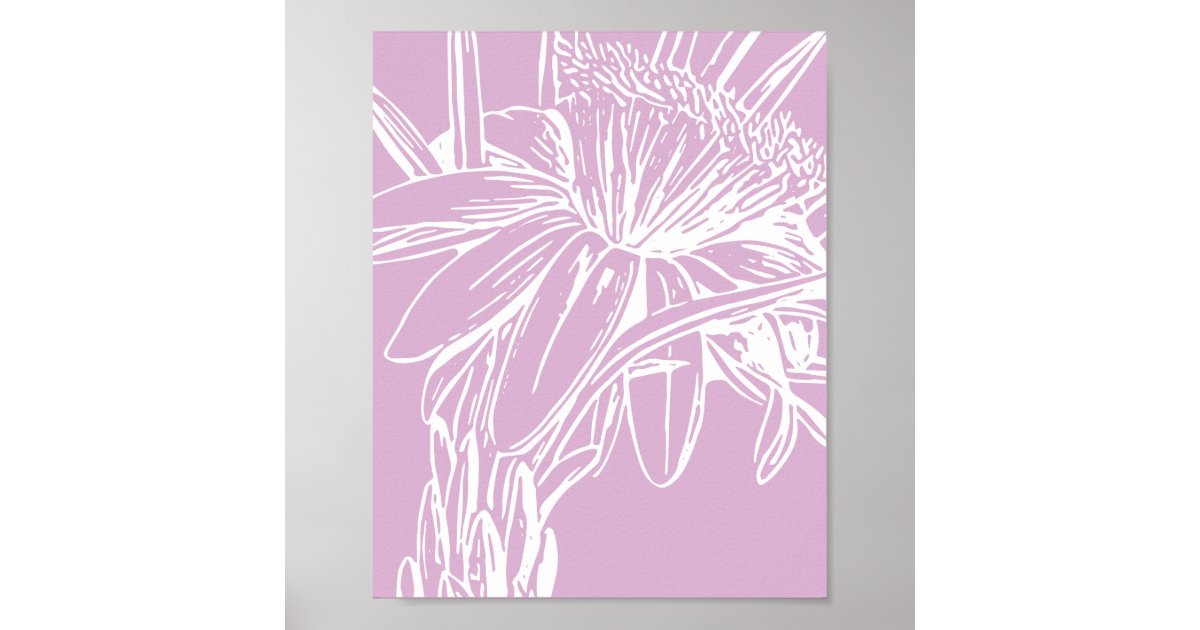 Minimalist Botanical Floral Line Drawing Artwork Poster Zazzle Com