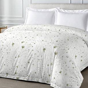 Minimalist Botanical Green White Modern Bedroom Duvet Cover