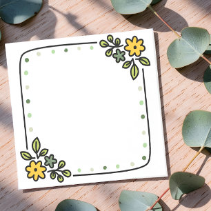Minimalist Botanical Leaf Border Cute Hand Drawn Post-it Notes