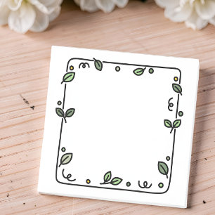 Minimalist Botanical Leaf Border Cute Hand Drawn Post-it Notes
