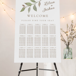 Minimalist Botanical Leaves Seating Chart Foam Board