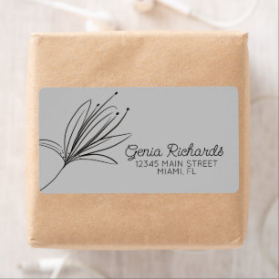 Minimalist Botanical Lily Flower Designer Grey Label