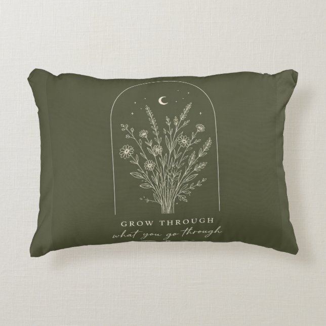 Minimalist Botanical Line Art Accent Pillow (Front)