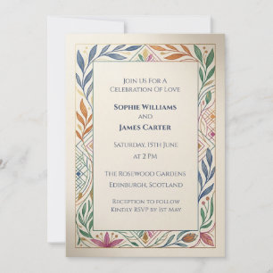 Minimalist Botanical Line Art Floral Wedding Invit Invitation