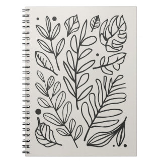 Minimalist Botanical Line Art Leaves Notebook
