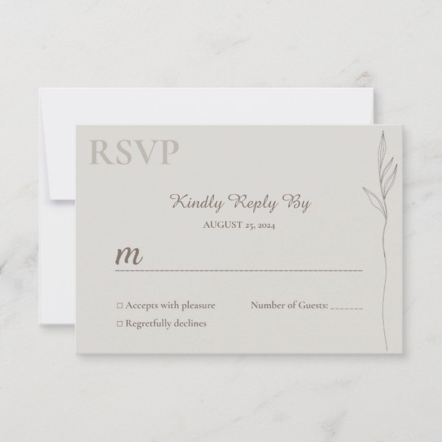 Minimalist Botanical Line Art RSVP Card (Front)