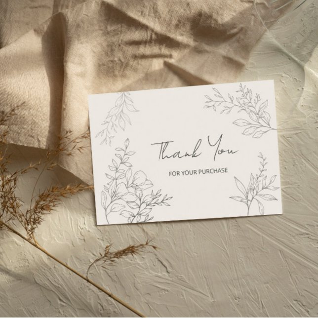 Minimalist Botanical Line Art Thank You  Note Card (Minimalist botanical line art thank you car for business)