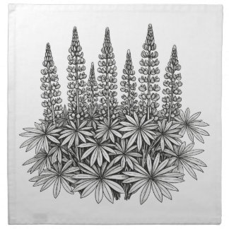 Minimalist Botanical Lupine Cloth Napkins