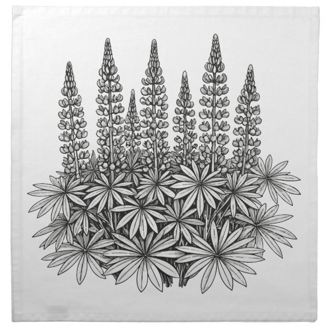 Minimalist Botanical Lupine Cloth Napkins (Front)