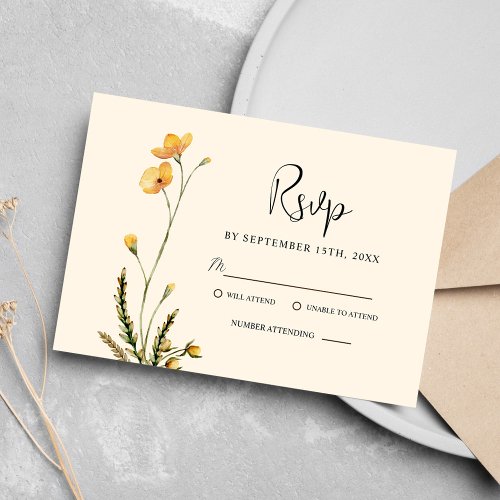 Minimalist Botanical Modern Rustic Elegant Wedding RSVP Card