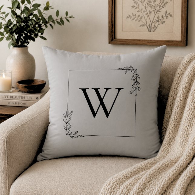 Minimalist Botanical Monogram  Throw Pillow (Creator Uploaded)