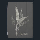 Minimalist Botanical Personalized Name Black White iPad Pro Cover<br><div class="desc">An elegant iPad case featuring a delicate botanical illustration in a fine line art style. The monochrome design against a dark background gives it a sophisticated and timeless appeal. Personalized with a custom name, this case is perfect for nature lovers, artists, writers, or anyone who appreciates modern minimalist aesthetics. A...</div>