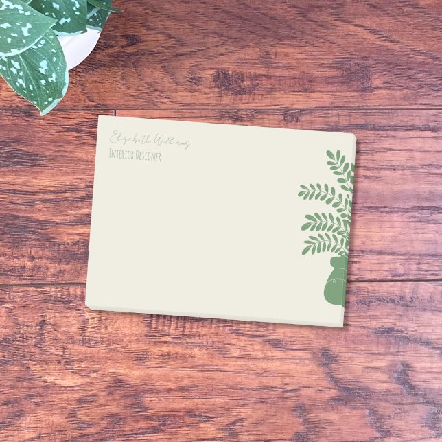 Minimalist Botanical Personalized Notes (Minimalist floral sticky notes with name and job title .)