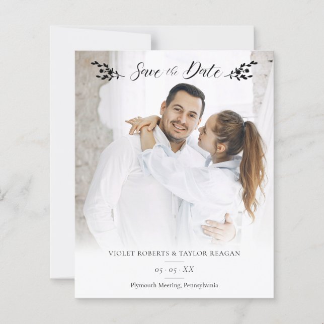 Minimalist Botanical Personalized Wedding Photo (Front)