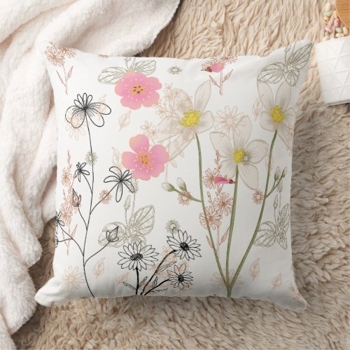 Minimalist Botanical Pillow – Wildflower Home Deco