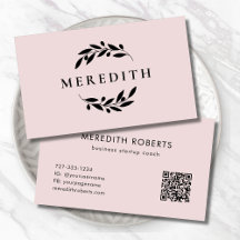 Minimalist Botanical QR Code Blush Pink