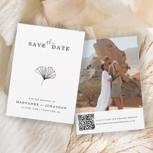 Minimalist Botanical QR Code Photo Save The Date