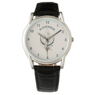Minimalist Botanical Rose Gold Custom Name Vintage Watch