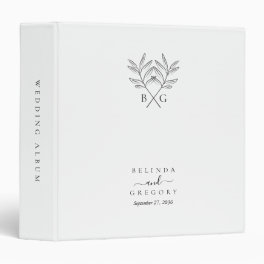 Minimalist Botanical Rustic Monogram Wedding Album 3 Ring Binder