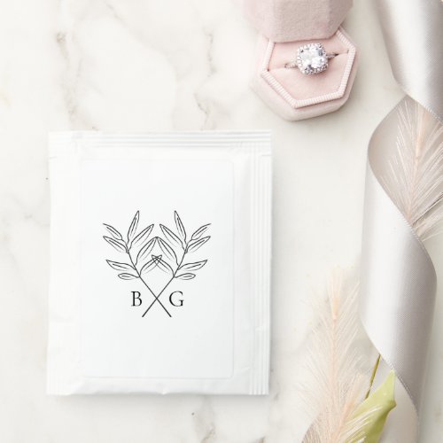 Minimalist Botanical Rustic Monogram Wedding Favor Tea Bag Drink Mix