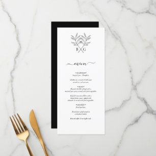 Minimalist Botanical Rustic Monogram Wedding Menu