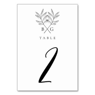 Minimalist Botanical Rustic Monogram Wedding Table Number