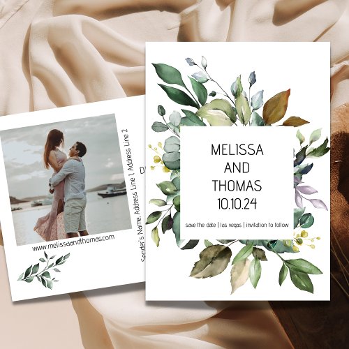 Minimalist Botanical Save The Date Announcement