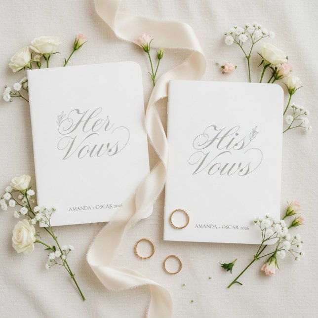 Minimalist Botanical Script His and Her Wedding Foil Vow Books (Creator Uploaded)