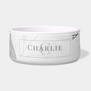 Minimalist Botanical Sketch   Custom Dog Cat Pet Bowl